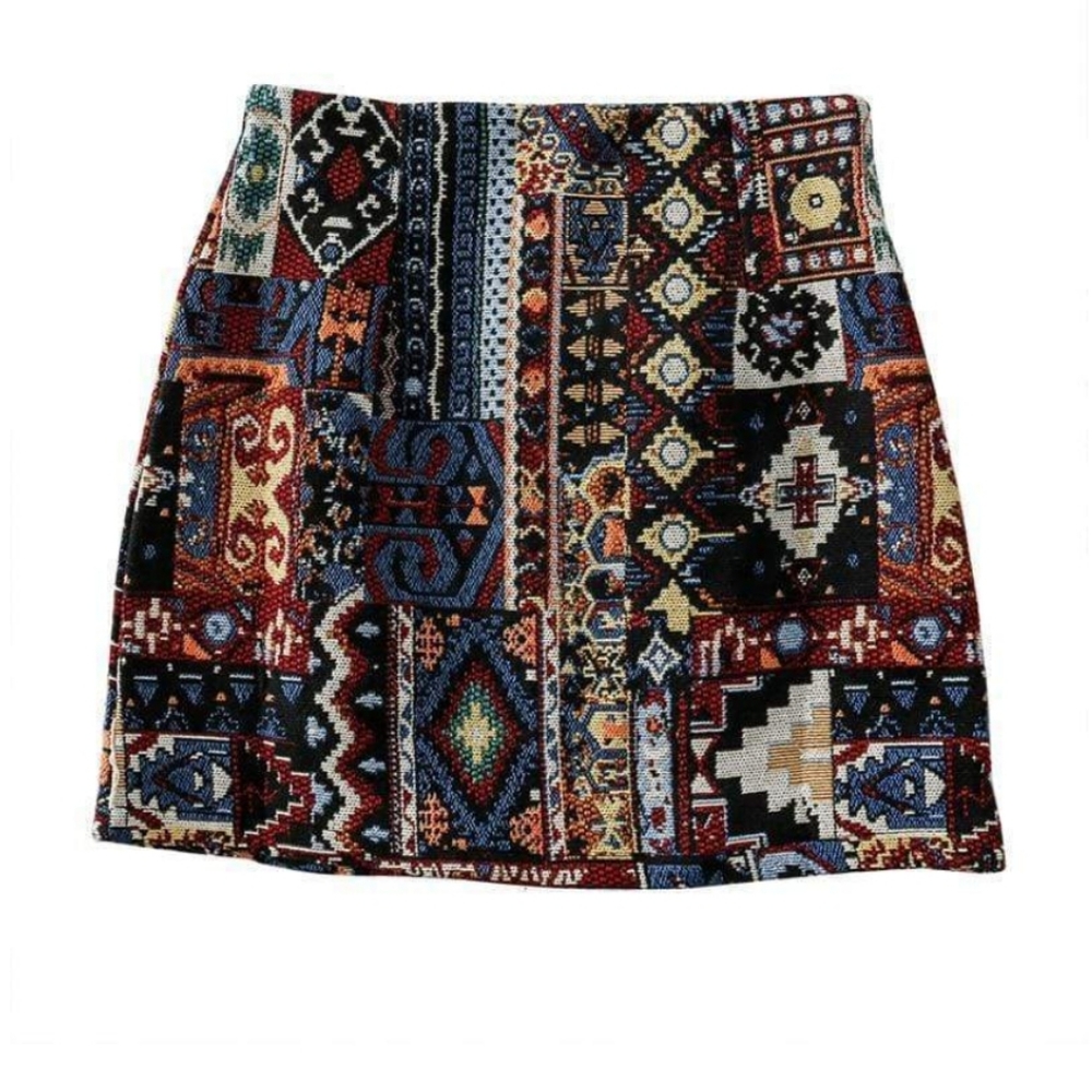 Bohemian patchwork mini skirt